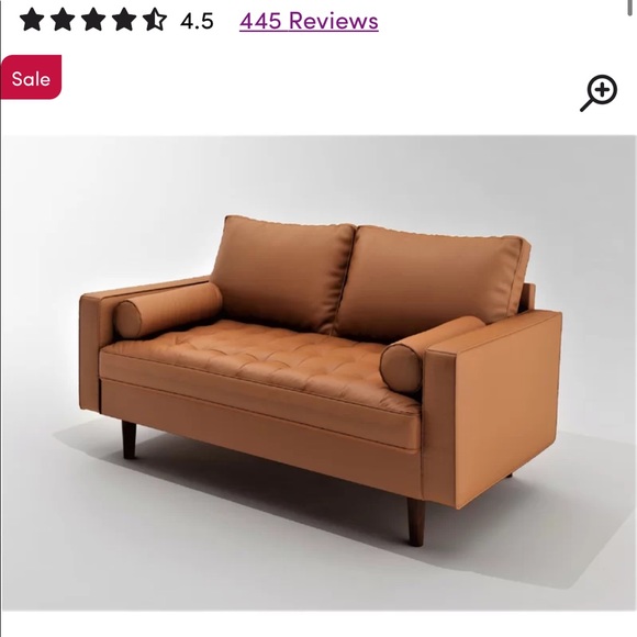 Faux leather two-seater couch - Picture 4 of 4